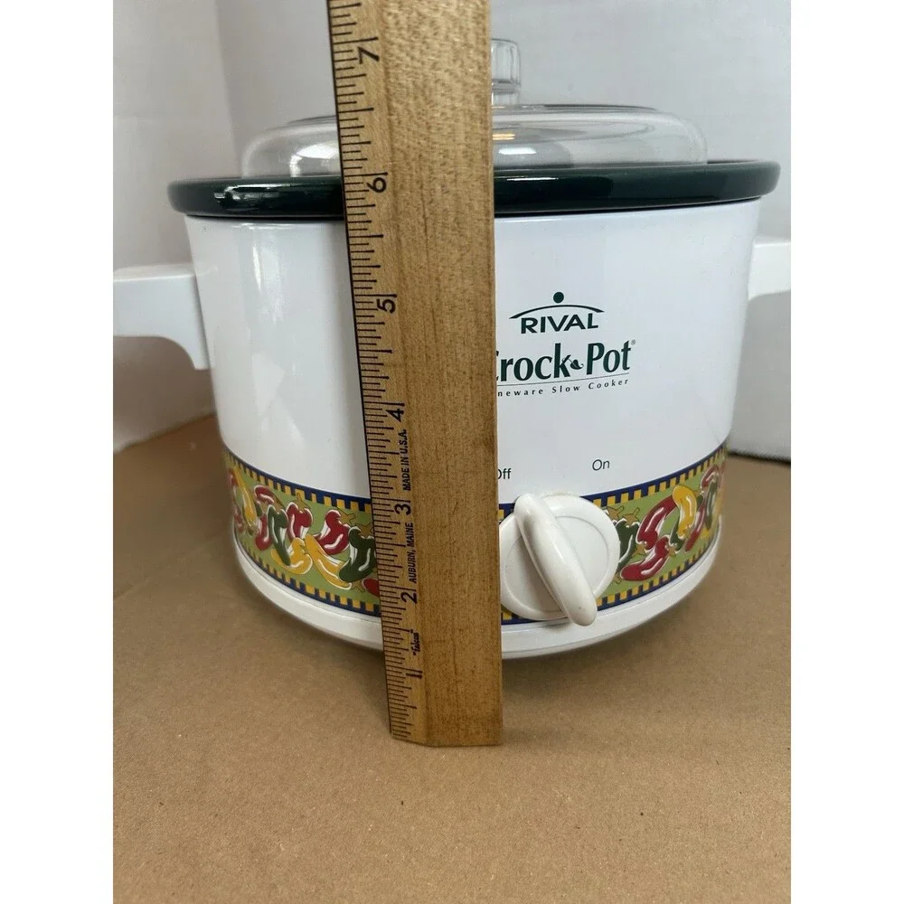 Rival Crock Pot 2 Qt Slow Cooker Model 3122 Chili Pepper Design Vtg 2003 W/Box